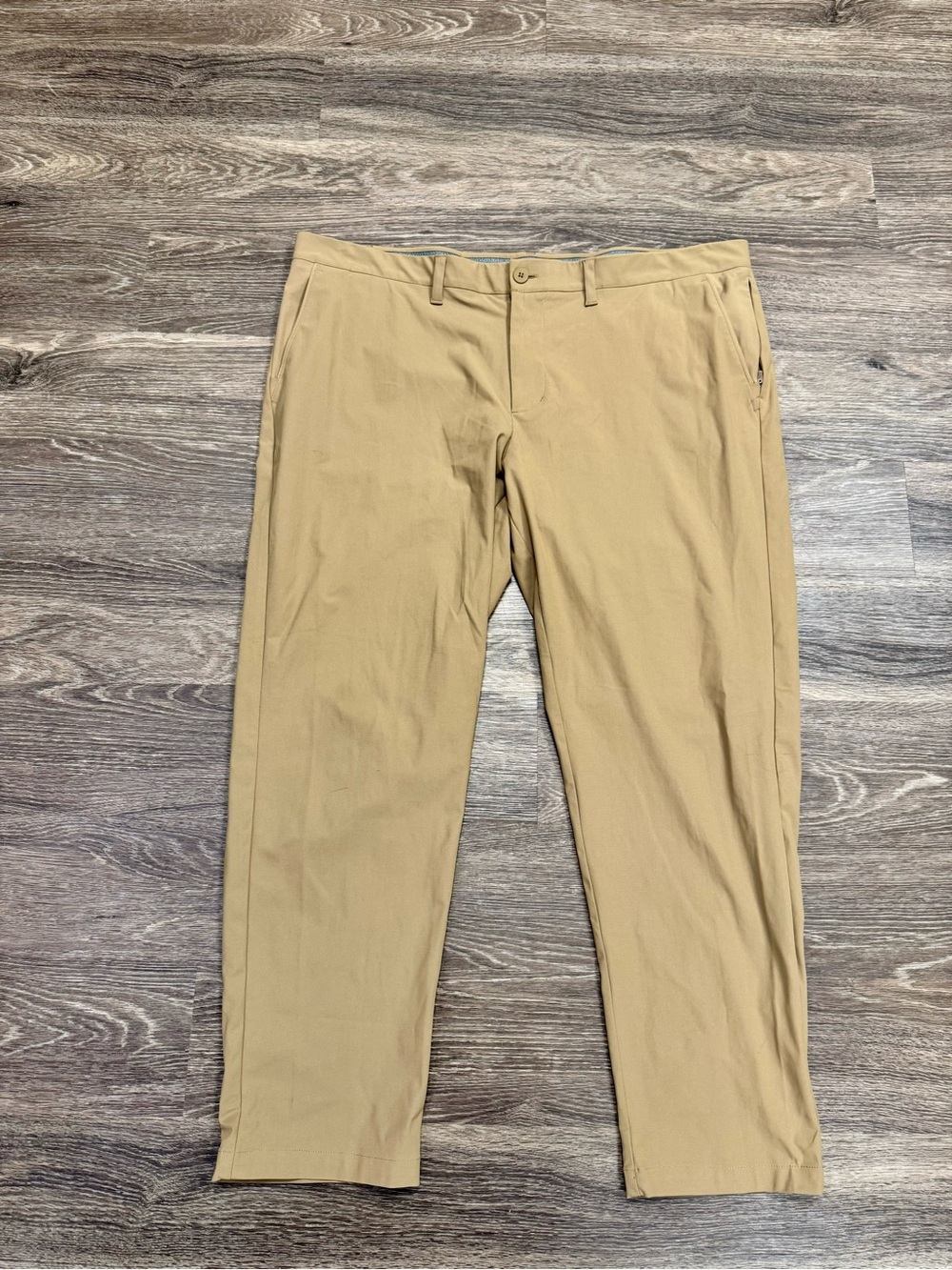 FLX Men’s Khaki Stretch Performance Pants Size 48x32 Zip Pocket